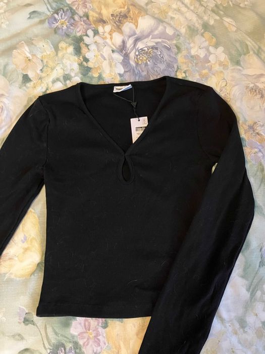 Koszulka bluzka czarna bawełniana z długim rękawem Noisy May