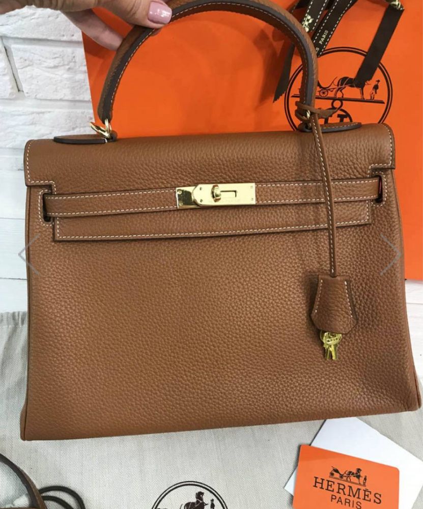 Сумка Hermes Kelly Togo Brown велика