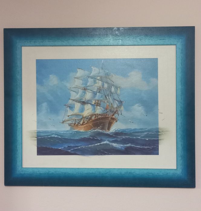 Obraz marynistyczny w ramie.