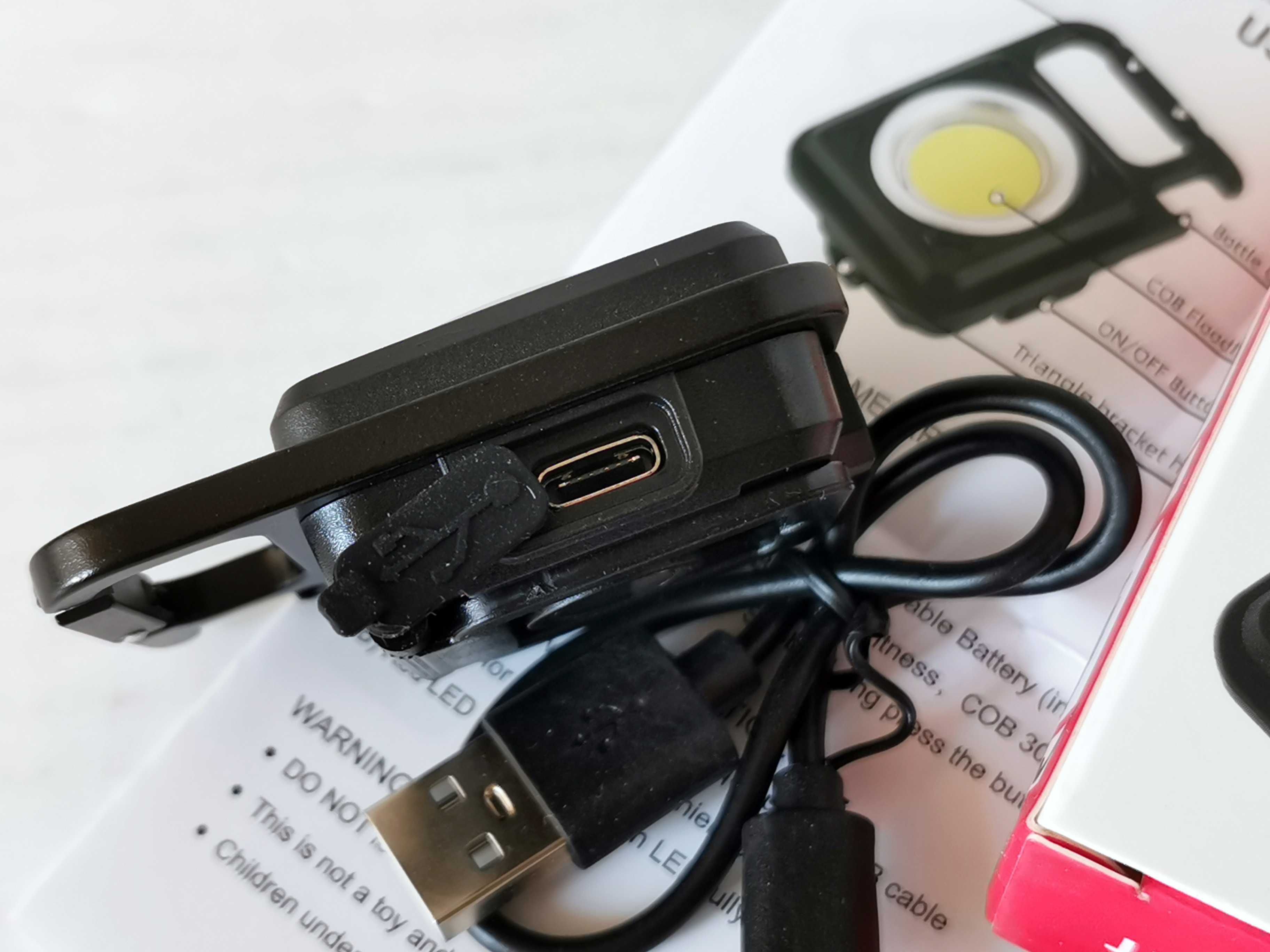 Lampka LED mini latarka COB otwieracz brelok USB