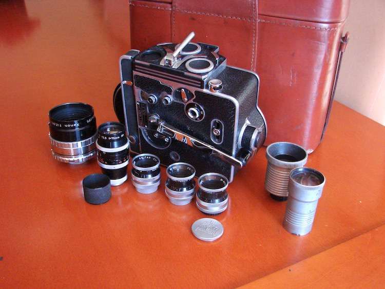 Máquina filmar vintage Paillard Bolex H16 Reflex c/ lentes várias