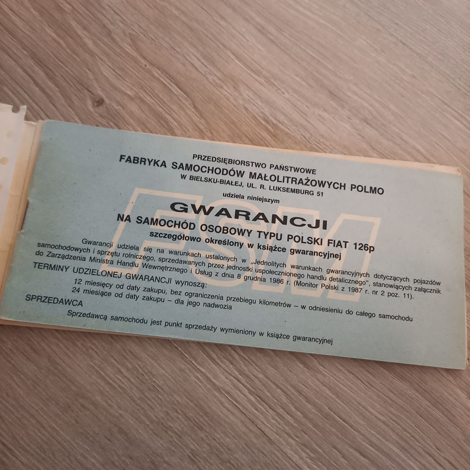 Fiat 126p maluch książka gwarancyjna