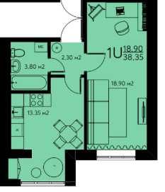 Продаж 1кв. пл.38,35 кв.м у ЖК «Молодіжне містечко» вул. Заповідна 11