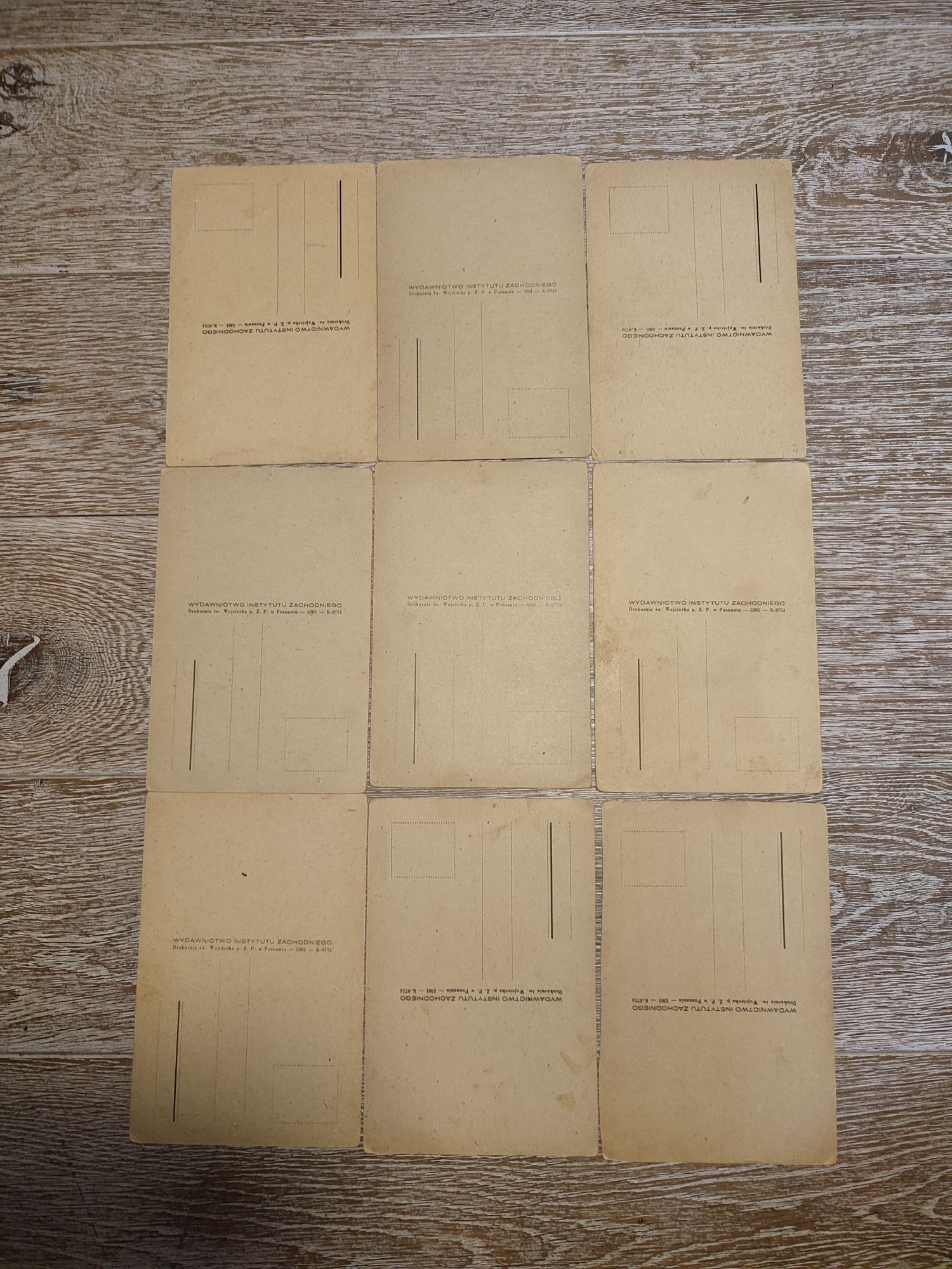 9 pocztówek bez obiegu z roku 1945