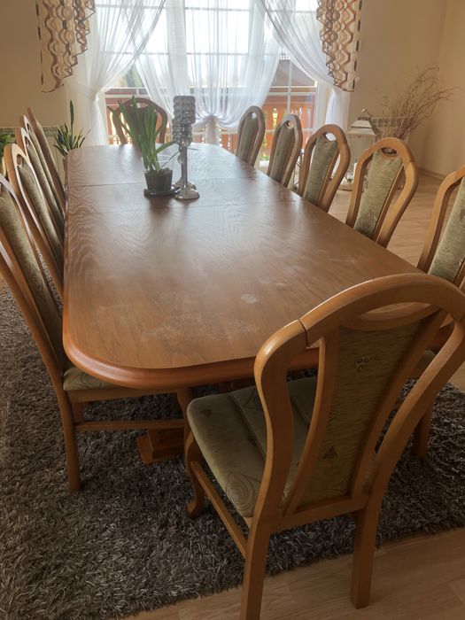 Duży stół + 12 krzeseł do salonu stan bardzo dobry