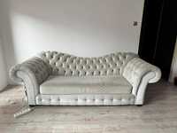 Sofa Chesterfield rozkładana pikowana design 3-osobowa glamour
