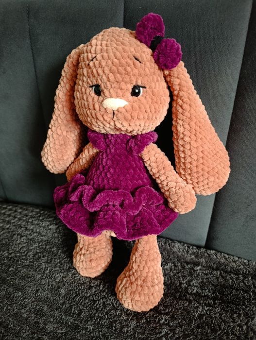 Królik w sukience Handmade przytulanka dekoracja maskotka rękodzieło