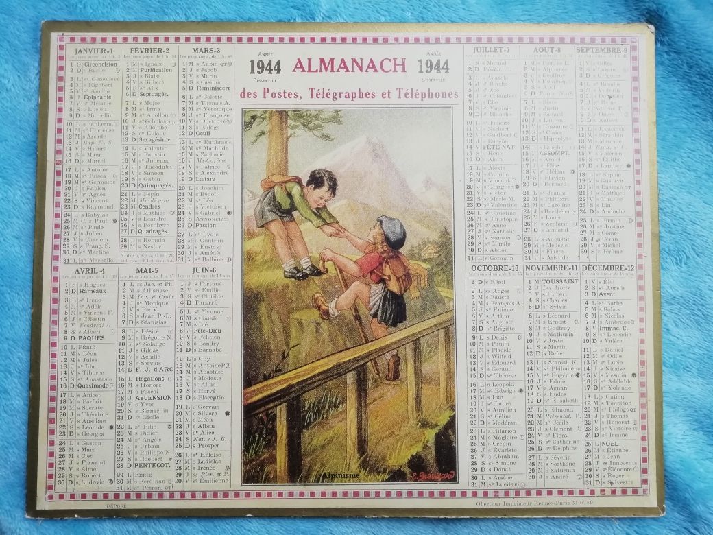 XX w. II wojna światowa - Almanach francuskiej poczty 1944 rok