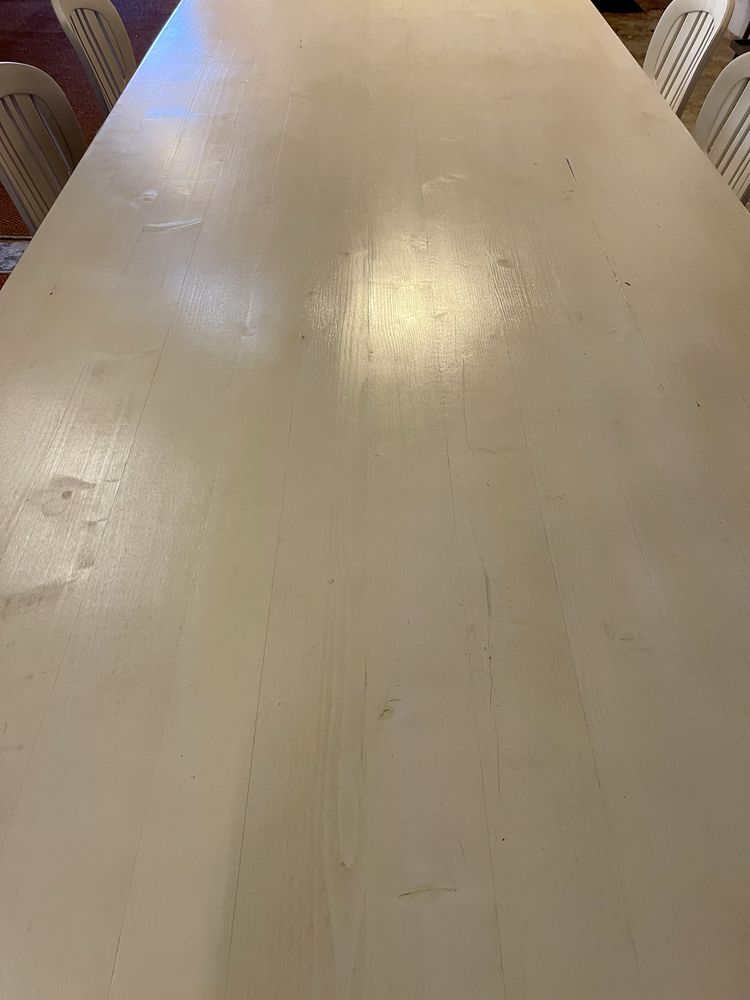 Mesa de jantar madeira maciça lacada a branco