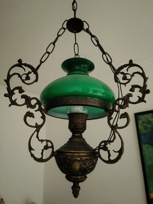 Candeeiro de tecto verde opalino