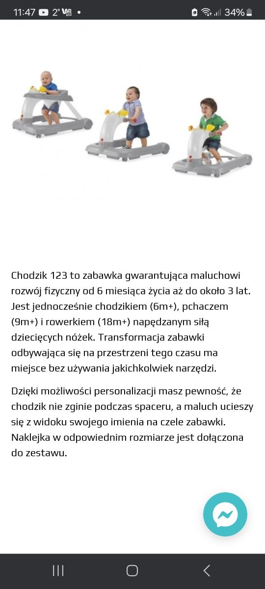 Chodzik chicco 3w1