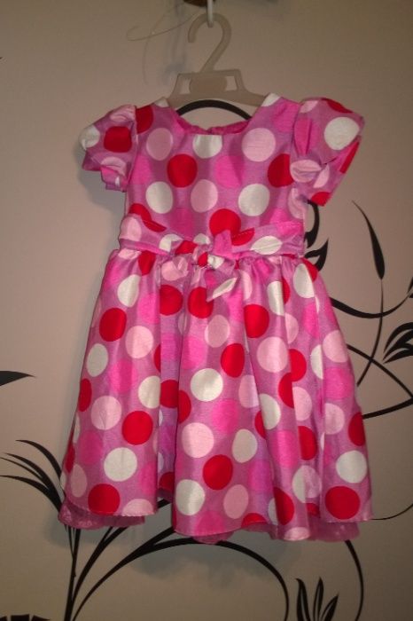 Elegancka różowa sukienka w grochy BHS r.80 (9-12msc),st.idealny