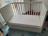 Łóżeczko dziecięce IKEA STUVA biale + materac, przescieradelka