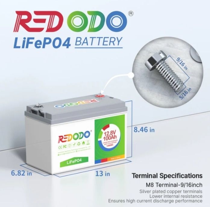 акумулятор Redodo  LiFePO4 DEEP CYCLE Гарантія 5 років 100Ah 12V BMS