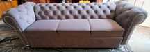 Kanapa sofa Popiel Szary WELUR Chesterfield Pikowana z FUNKCJĄ SPANIA