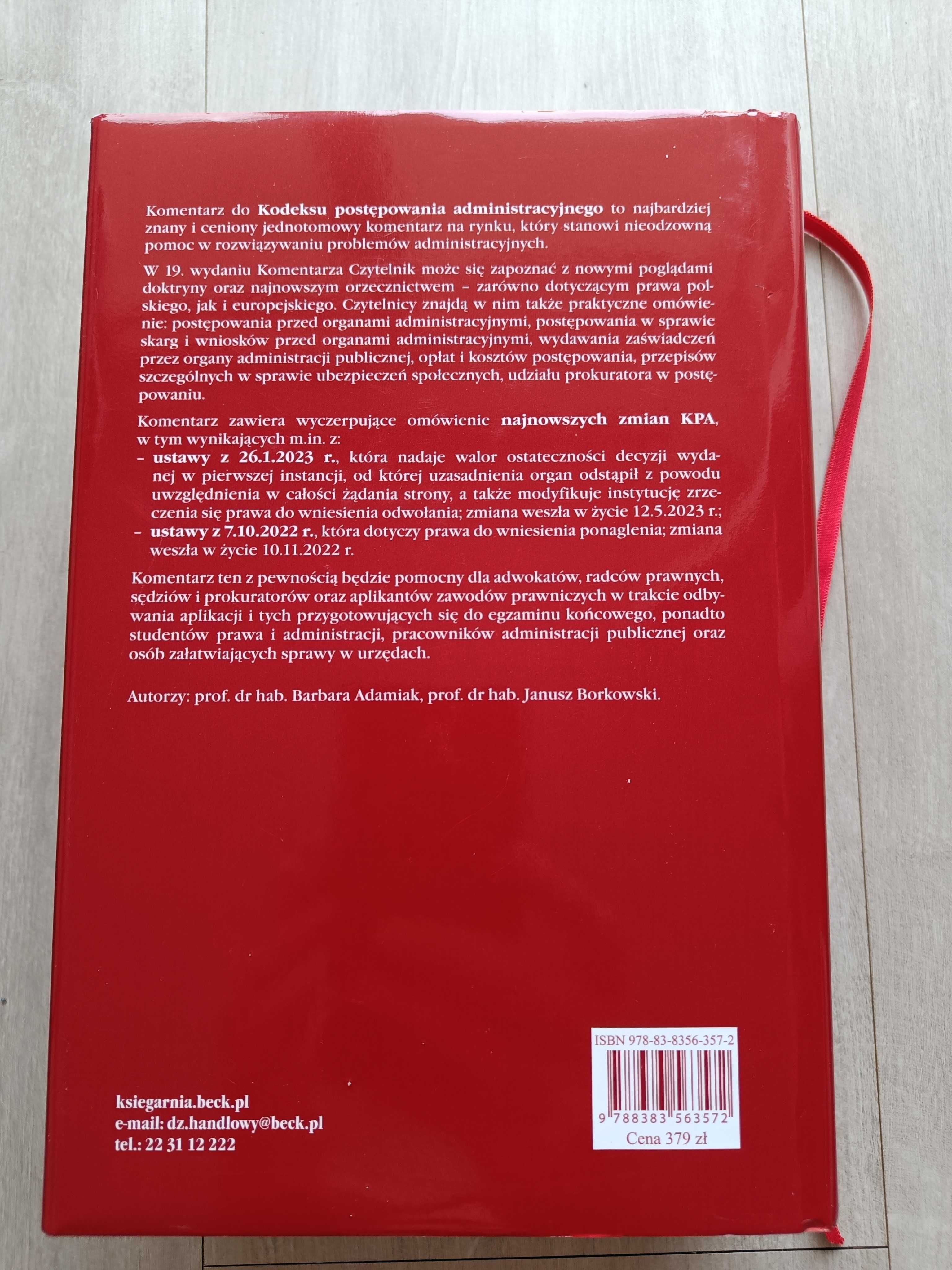 Kodeks postępowania administracyjnego. Komentarz, Adamiak, Borkowski