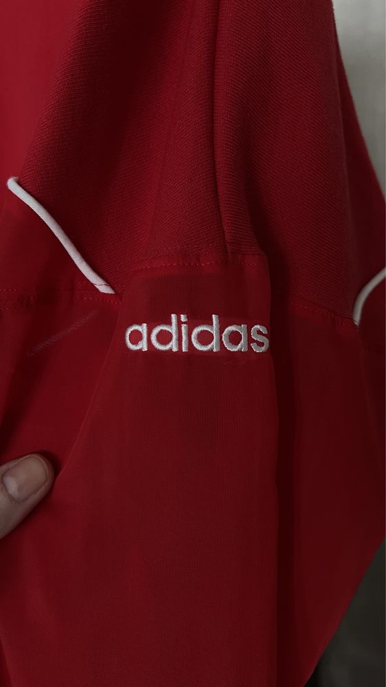 Кофта худи красная комбинированная капюшон сетка adidas originals l