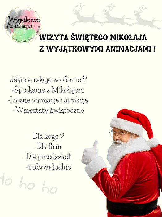 Warsztaty świąteczne , wizyta Świętego Mikołaja  animacje zimowe