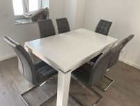 Mesa de jantar extensível + 6 cadeiras