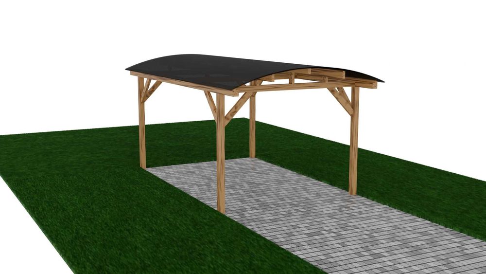 wiata carport, jeden samochód poliwęglan dymiony