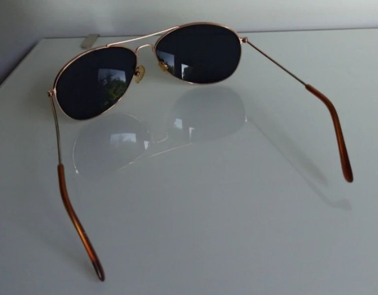 Okulary przeciwsłoneczne pilotki złoto-zielone