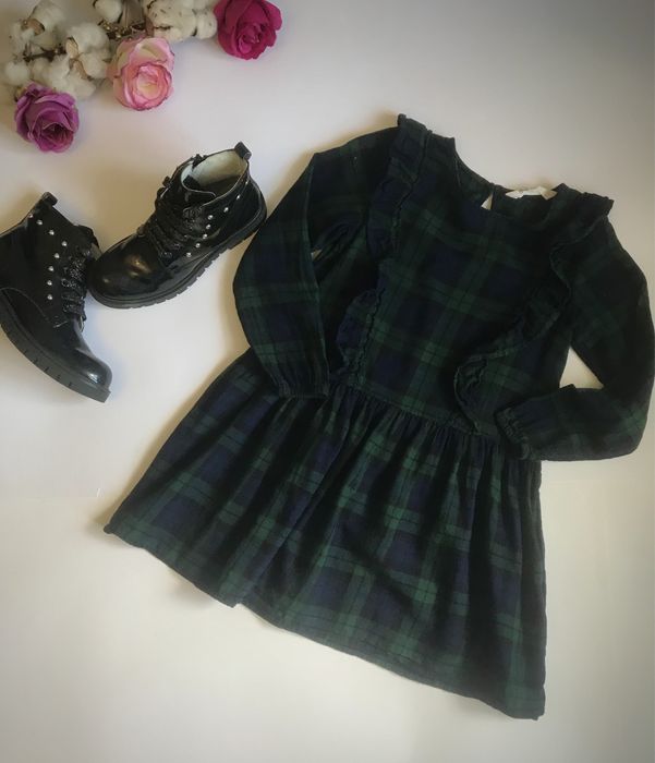 Сукня Шотландка. H&M. Котон/Байка. 7/8 років. Ріст 128 см