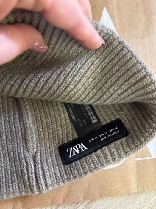 Шапка Zara біні рубчик на основі вовни бежева