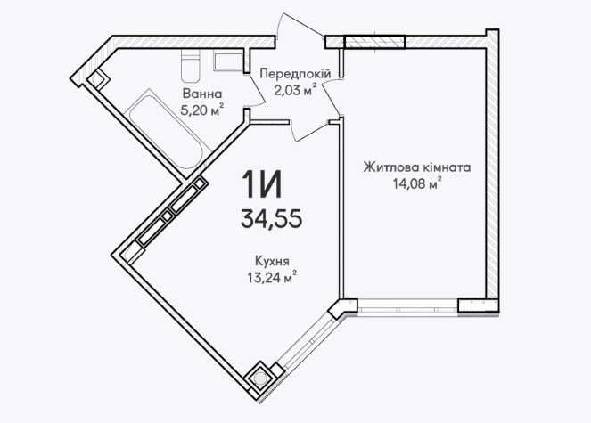 Однушка у готовому будинку 35м2. єОселя/єВідновлення