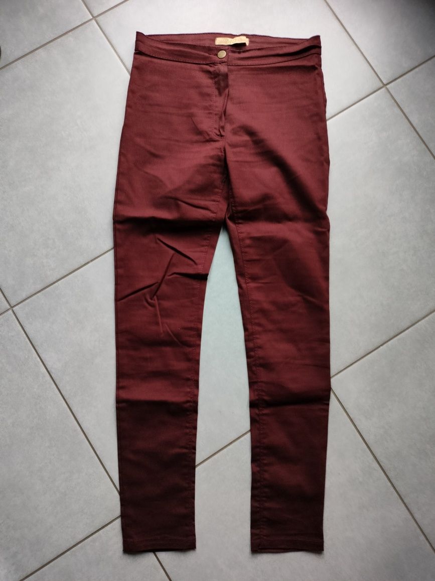 Spodnie damskie materiałowe  bordowe M L