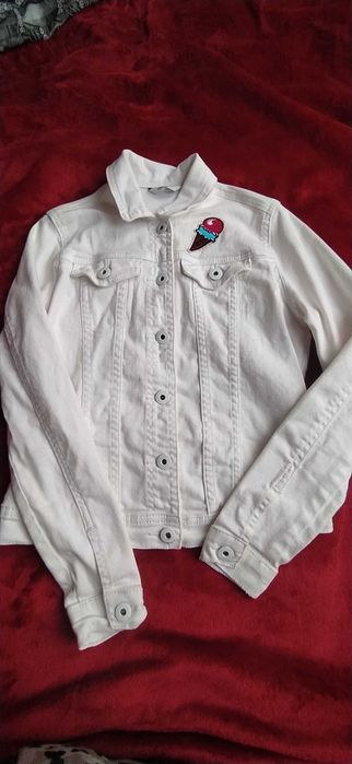 kurtka biała jeansowa 140/146