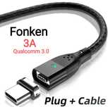 FONKEN/Ugreen магнитный кабель (коннекторы) 3А. Type C, Micro USB.
