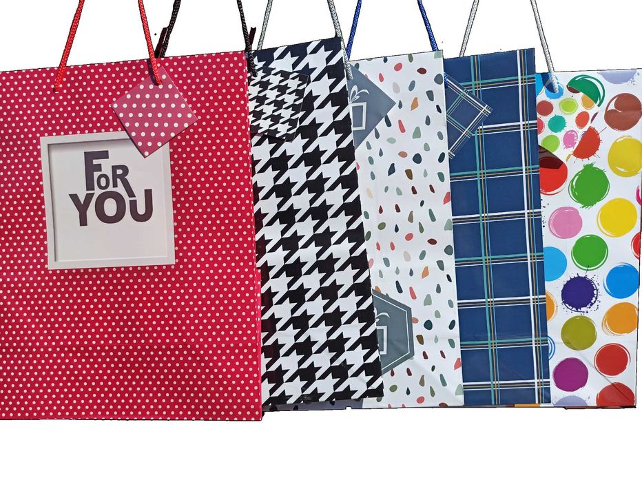 NOWA Torba torebka prezentowa średnia pionowa Mpi - RÓŻNE WZORY