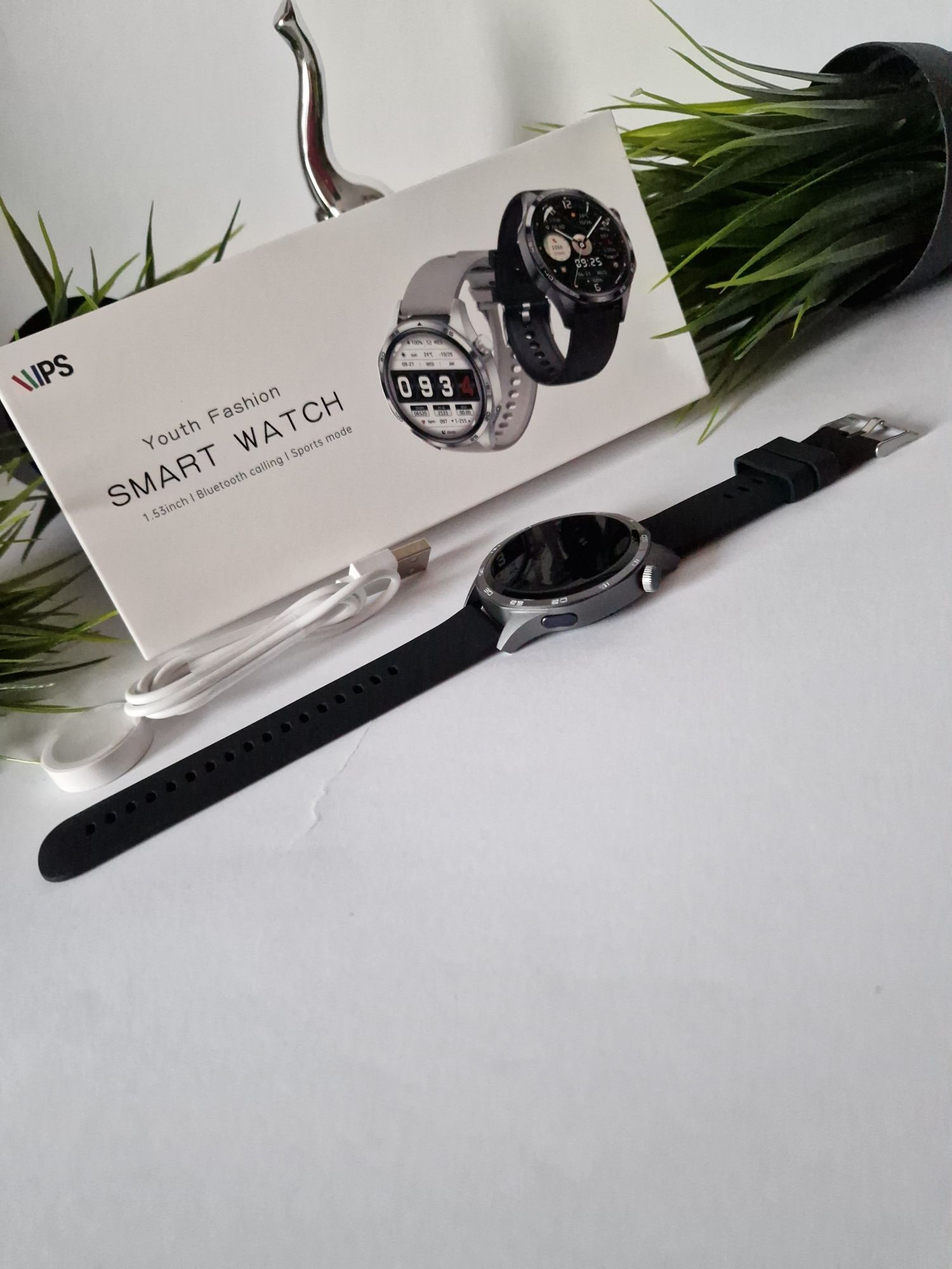 Smartwatch okrągły , pełny komplet