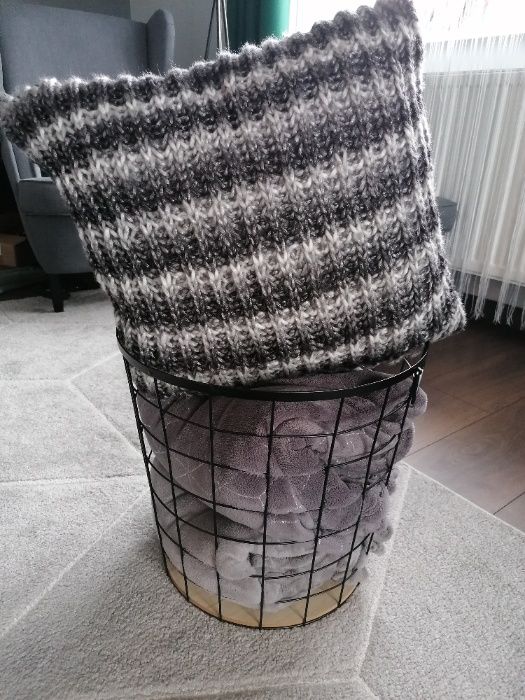 Poduszka + poszewka dziergana handmade szara/popielata/ombre