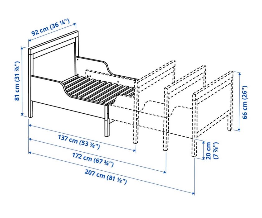 Cama de criança extensivel IKEA SUNDVIG com colchao molas ensacadas