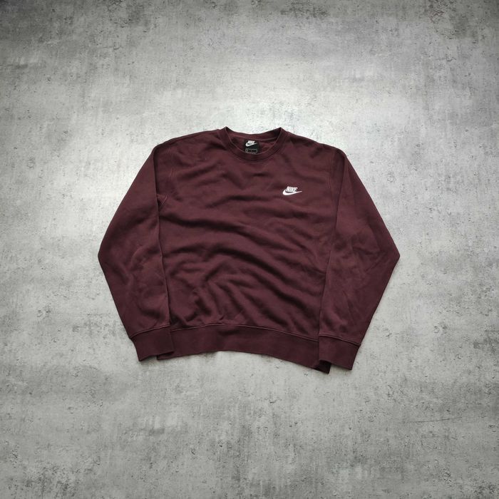 MĘSKA Bluza PREMIUM Haft Logo Brązowa Nike bez Kaptura Bawełna Casual