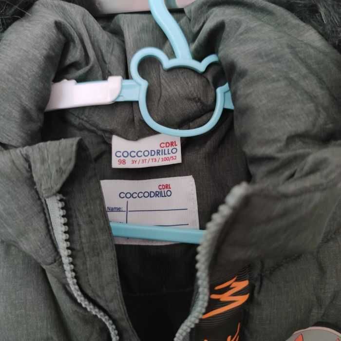 Kurtka zimowa Coccodrillo r. 98 dla chłopca zielona z lisem, ciepła
