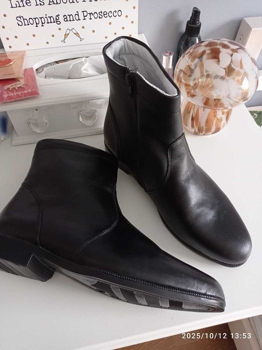 buty nowe męskie trzewiki skórzane 43