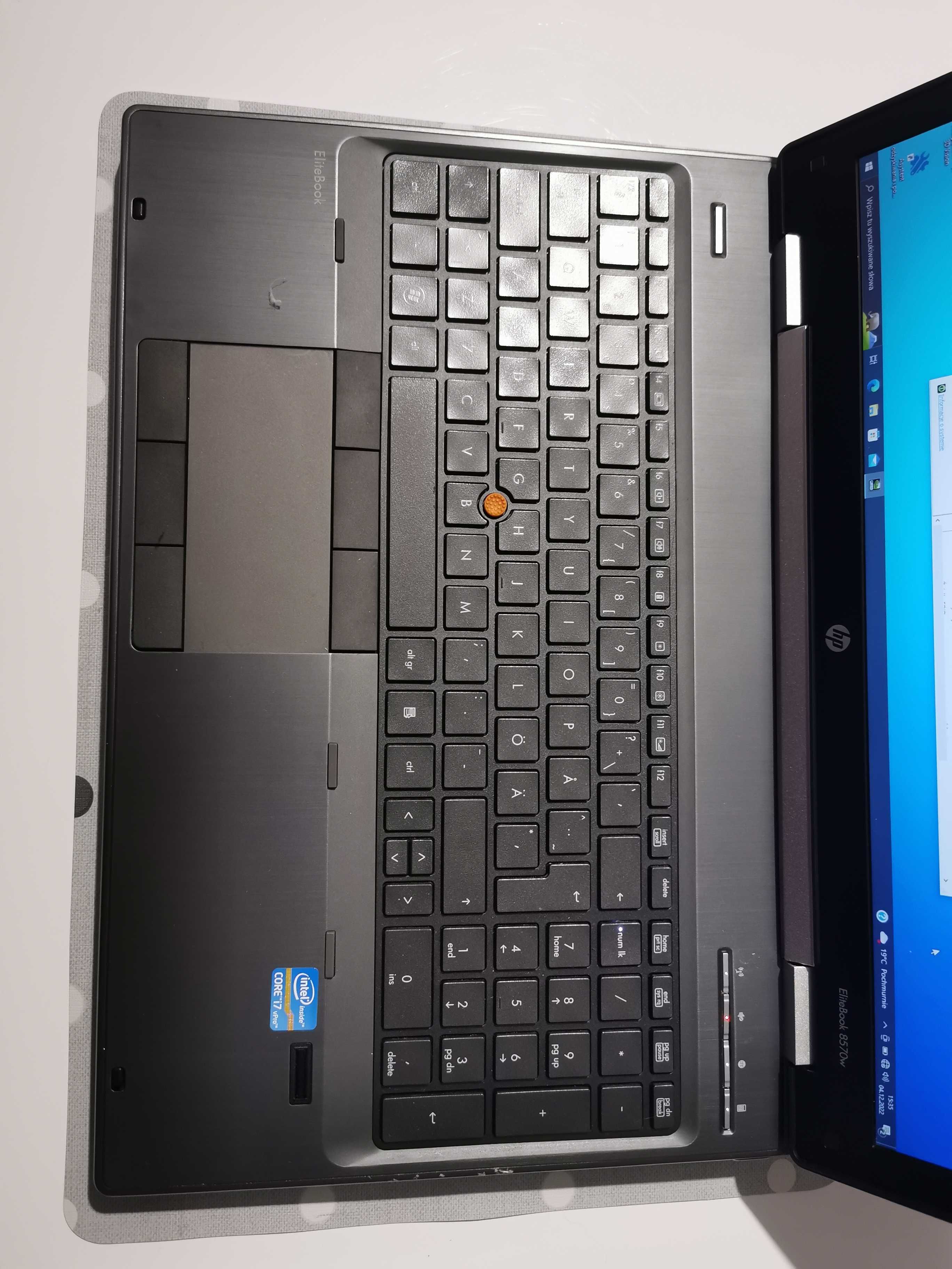 HP EliteBook 8570w Win10 Pro + Office 2019 dysk SSD 256GB