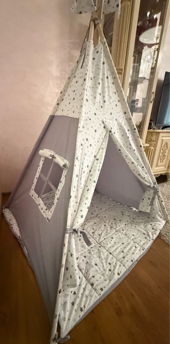 Дитячий вігвам ( палатка ) з блакитно-сірими зірочками