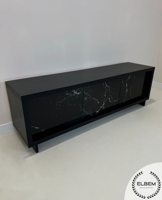 Szafka RTV czarna - marmurowe fronty