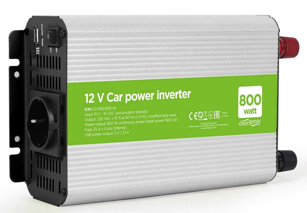 Автомобільний Інвертор 12V-230V EnerGenie EG-PWC800-01 800W,peak 1600W