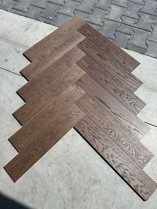 Jodełka klasyczna dębowa 14x120x600 Brown Olej UV/ Lakier klasa Select