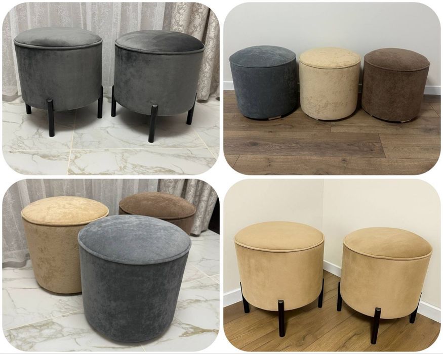 Пуф круглий, В наявності, Преміум велюр, Антикіготь