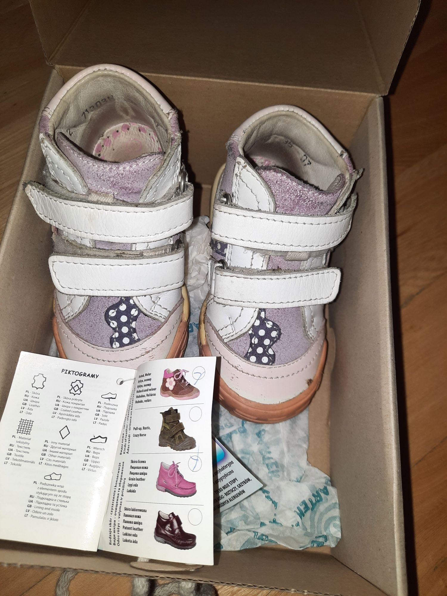 Buciki buty Bartek dla dziewczynki rozm. 21 skóra i welur