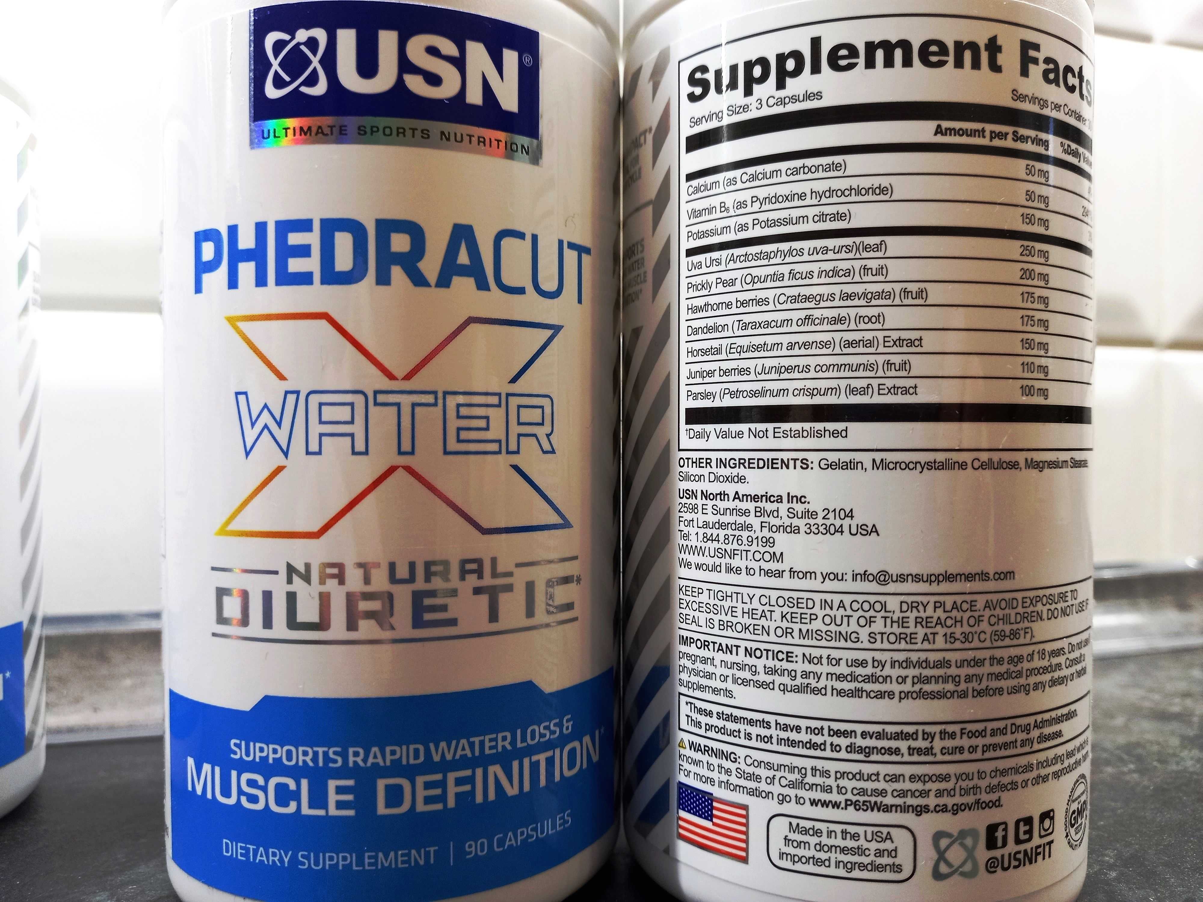 -50% USN, Phedracut Water X Diuretic (90 капс.), диуретик, діуретик