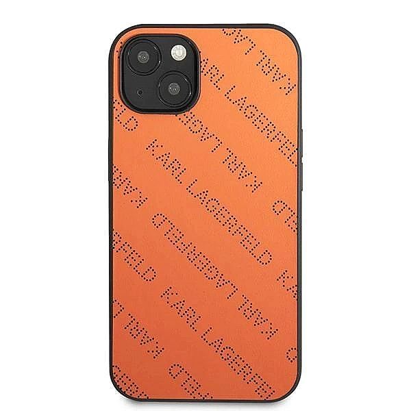Etui Karl Lagerfeld Perforated Allover na iPhone 13 mini - pomarańczow