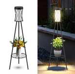 Solarna lampa podlogowa z polka na kwiaty