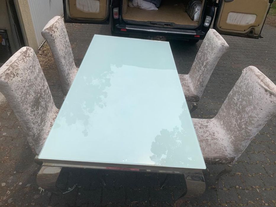 Стіл 180/90/75. Верх,скло низ метал.