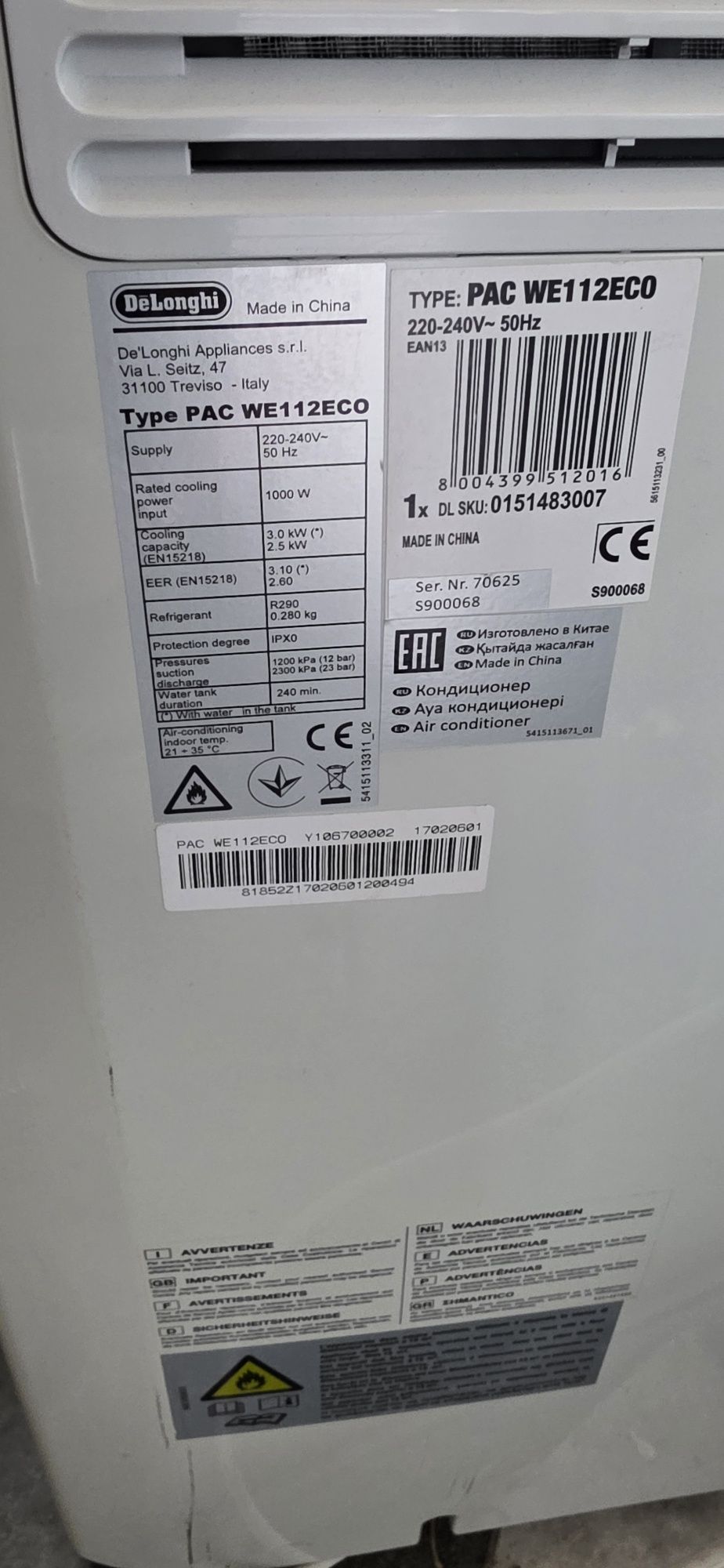 Klimatyzacja przenośna delonghi Pac we112eco